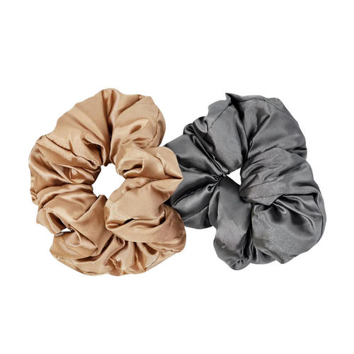 Satin Sleep Pillow Scrunchies - Charcoal/Gold